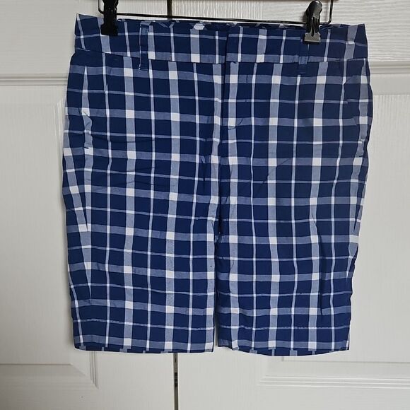 Blue and White Plaid Shorts - Picture 1 of 16